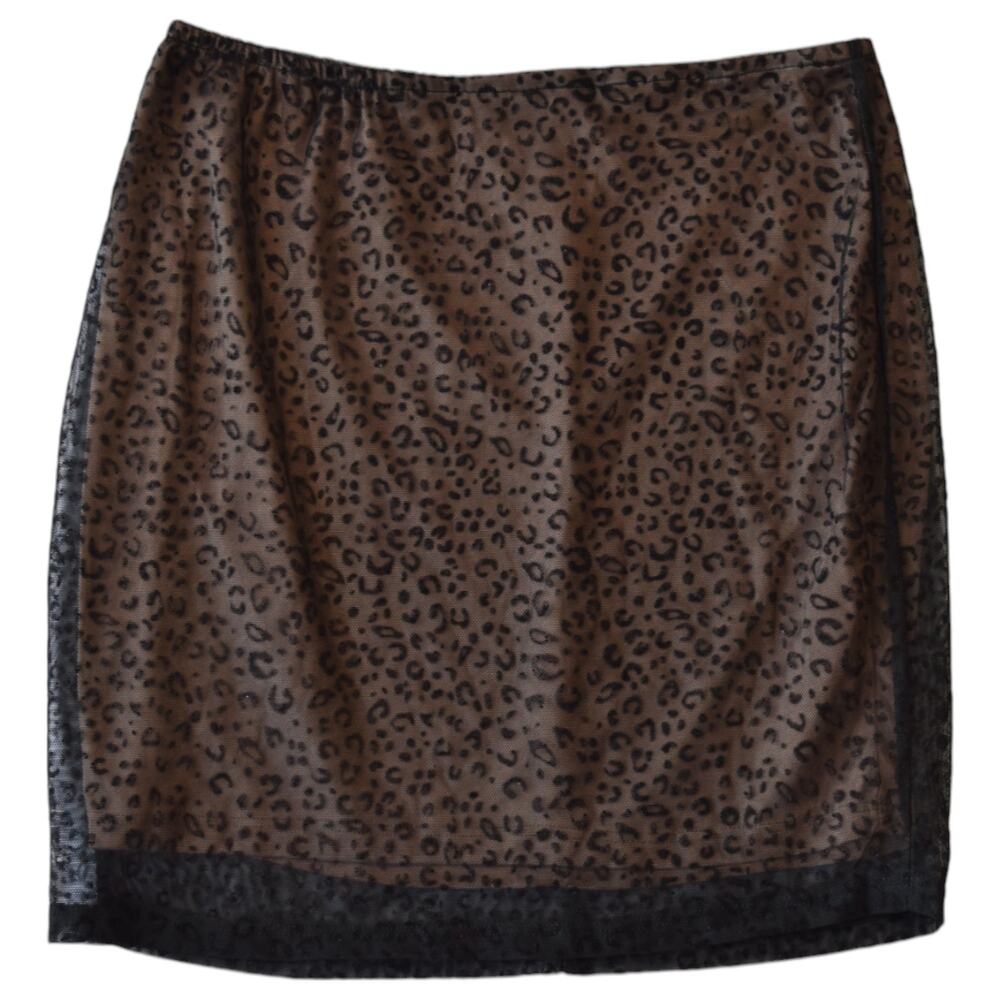 Dress Forum Leopard Mesh Mini Skirt Brown and Black – Size Small